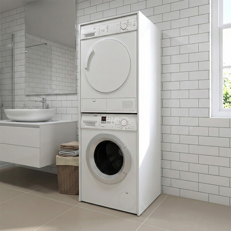 Zakar Megapap melamine washing machine and draywer cabinet in white color 70x60x180cm.