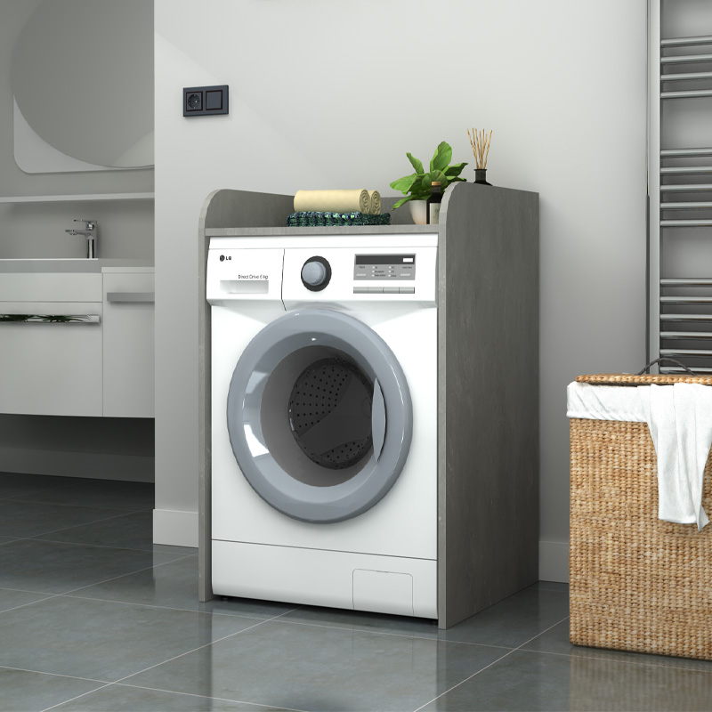 Toren Megapap melamine washing machine furniture in concrete grey color 65x60x100cm.