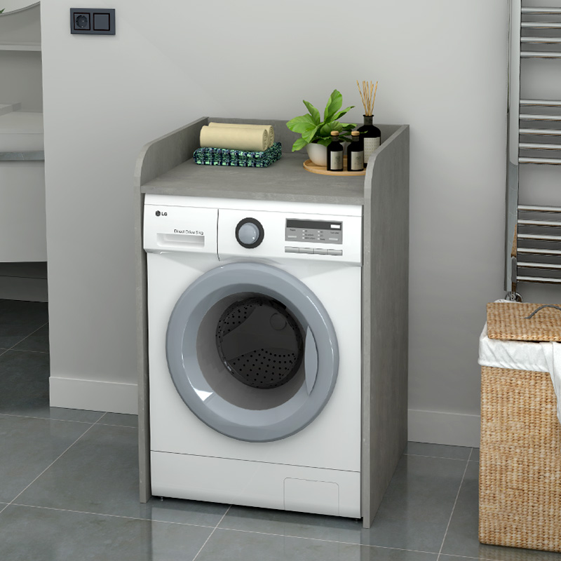 Toren Megapap melamine washing machine furniture in concrete grey color 65x60x100cm.