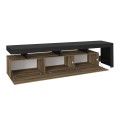 Acnes Megapap melamine tv stand in black - walnut color 220x40x52cm.