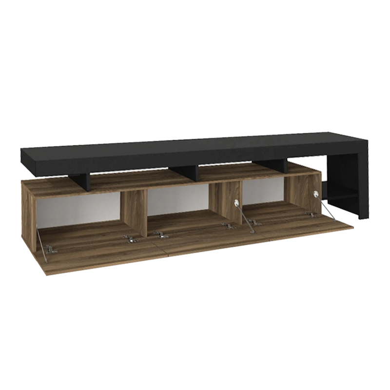 Acnes Megapap melamine tv stand in black - walnut color 220x40x52cm.