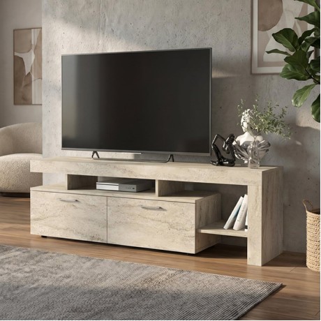 Έπιπλο τηλεόρασης Acnes Megapap χρώμα travertine 160x40x53εκ.