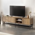 Amira Megapap melamine tv stand in walnut Ud - black wood color 180x35x55cm.