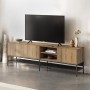 Amira Megapap melamine tv stand in walnut Ud - black wood color 180x35x55cm.