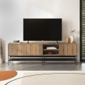 Amira Megapap melamine tv stand in walnut Ud - black wood color 180x35x55cm.