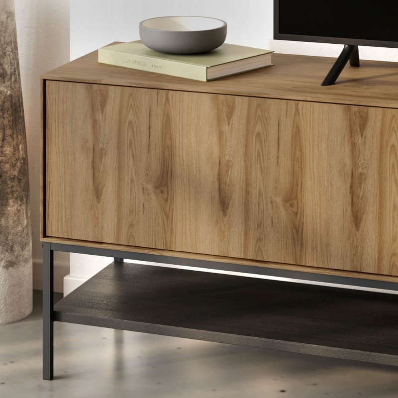 Amira Megapap melamine tv stand in walnut Ud - black wood color 180x35x55cm.
