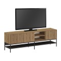 Amira Megapap melamine tv stand in walnut Ud - black wood color 180x35x55cm.