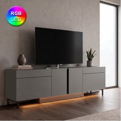 Arlen Megapap melamine TV stand with Rgb Led  in anthracite color 180x32x50cm.