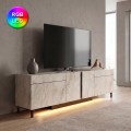 Έπιπλο τηλεόρασης Arlen Megapap με Led Rgb χρώμα travertine 180x32x50εκ.
