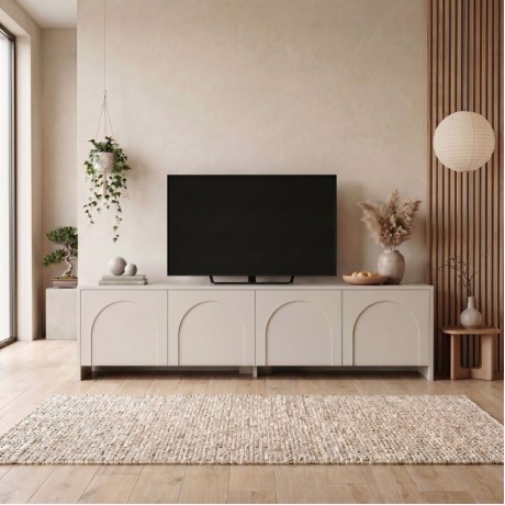 Aurelia Megapap melamine TV stand in cream color 180x32x45cm.