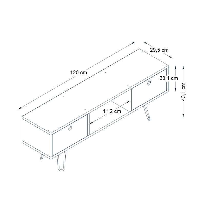Έπιπλο τηλεόρασης Aversa Megapap χρώμα λευκό 120x29,5x43εκ.