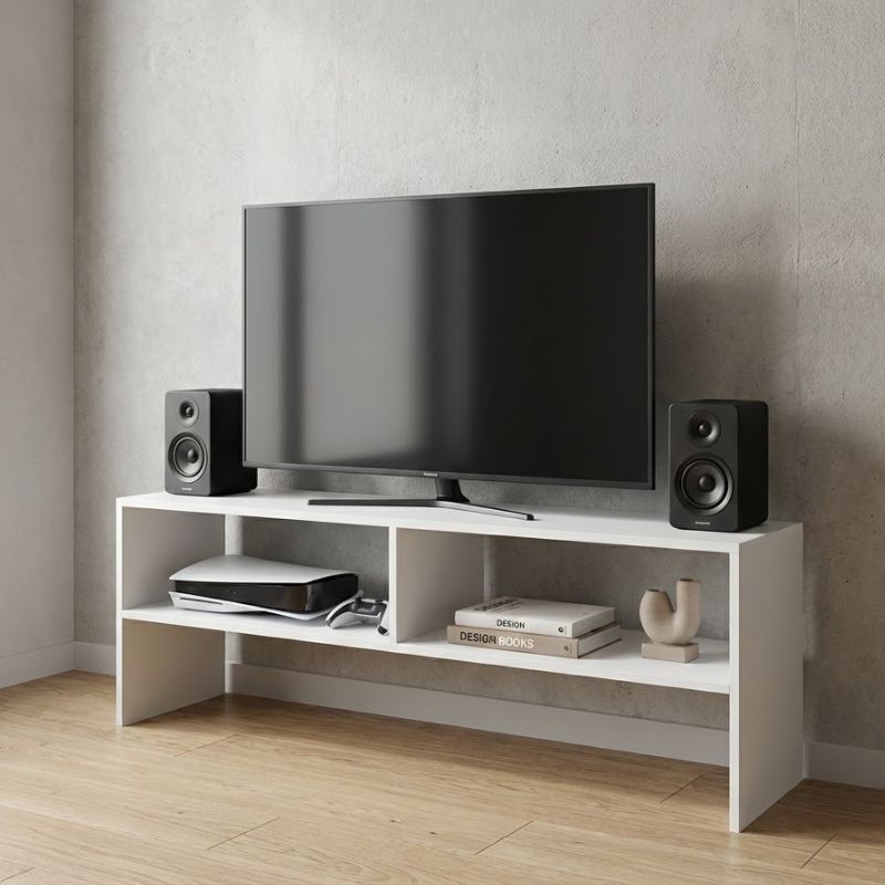Beirut Megapap melamine tv furniture in white color 120x30x40cm.