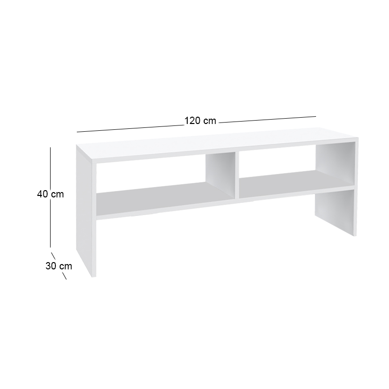 Beirut Megapap melamine tv furniture in white color 120x30x40cm.