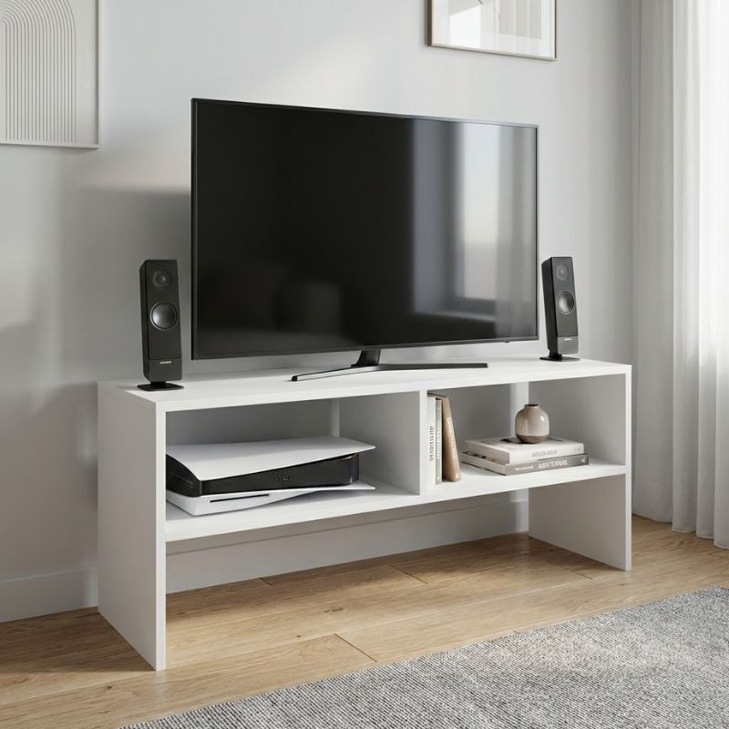 Beirut Megapap melamine tv furniture in white color 80x30x40cm.