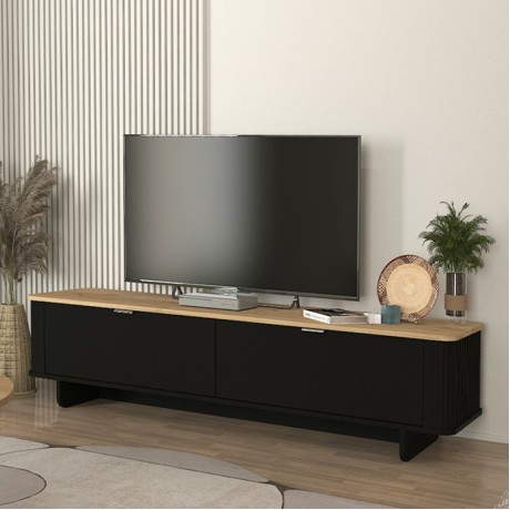 Bohema Megapap melamine tv stand in black - sepet oak color 180x47x45.6cm.