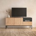 Έπιπλο τηλεόρασης Cailin Megapap χρώμα sepet oak - black wood 140x41,8x55εκ.