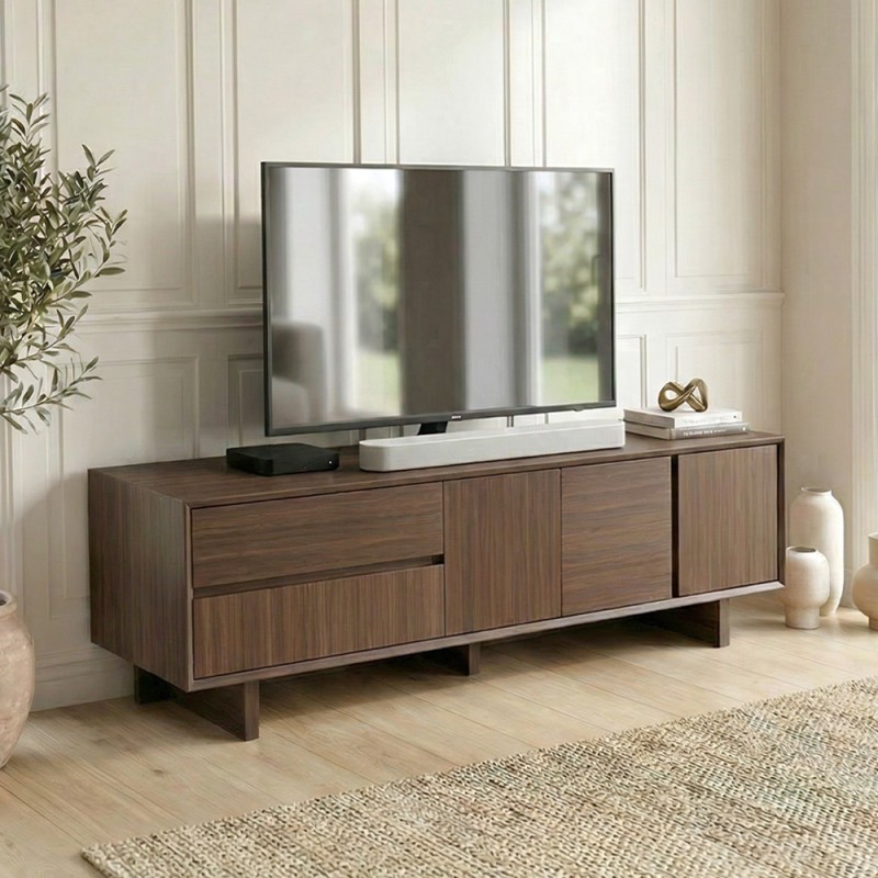 Capri Megapap melamine tv furniture in walnut milano color 180x45x55cm.