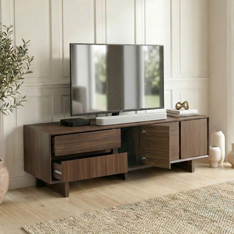 Capri Megapap melamine tv furniture in walnut milano color 180x45x55cm.