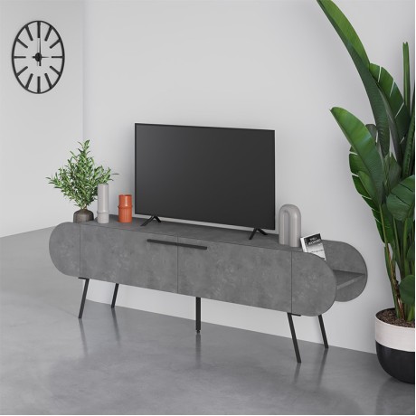 Έπιπλο τηλεόρασης Capsule Megapap χρώμα γκρι ρετρό 195x37,4x57,5εκ.