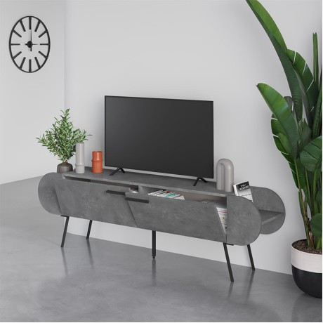 Έπιπλο τηλεόρασης Capsule Megapap χρώμα γκρι ρετρό 195x37,4x57,5εκ.