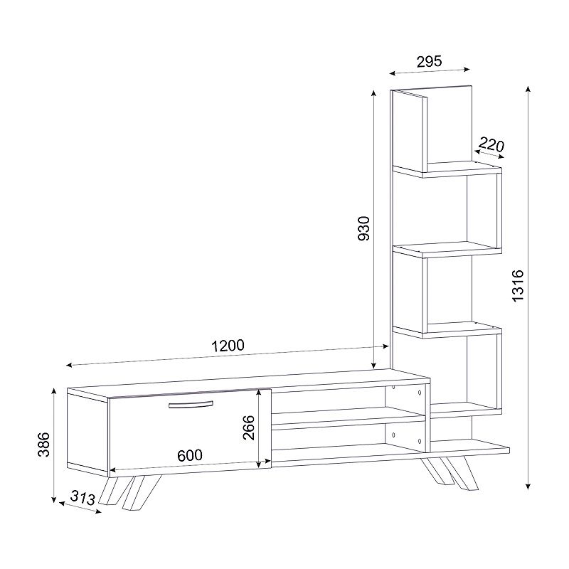 Ceren Megapap melamine TV stand in white - cordoba color 149,5x31x131,6cm.