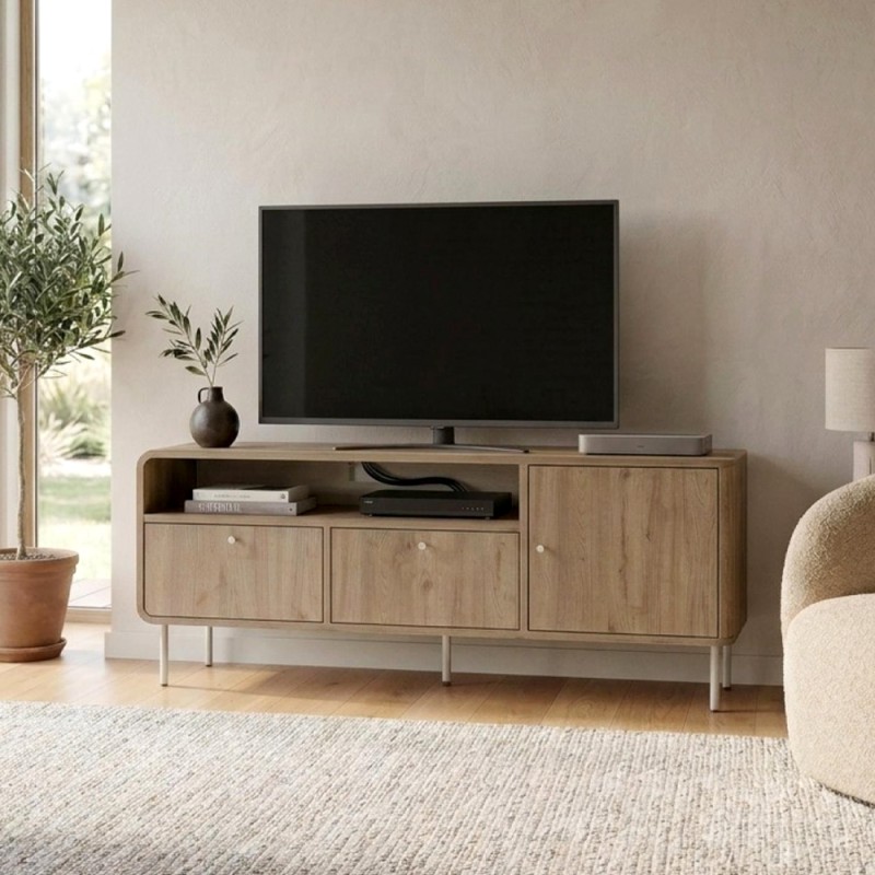 Colia Megapap melamine tv stand in sepet oak 140.3x34x55.7cm.