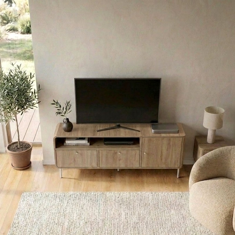 Colia Megapap melamine tv stand in sepet oak 140.3x34x55.7cm.