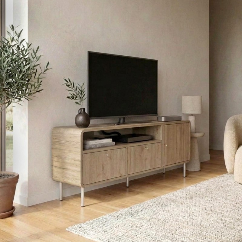 Colia Megapap melamine tv stand in sepet oak 140.3x34x55.7cm.