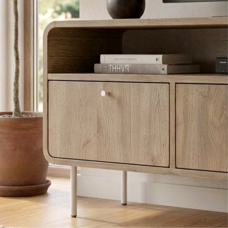 Colia Megapap melamine tv stand in sepet oak 140.3x34x55.7cm.