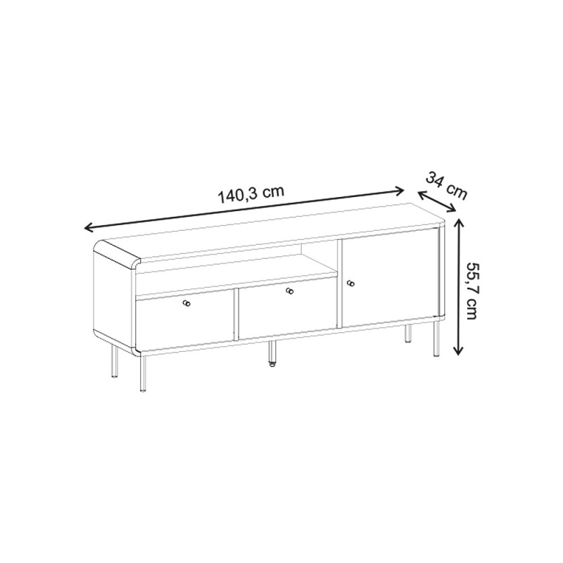 Colia Megapap melamine tv stand in sepet oak 140.3x34x55.7cm.