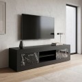 Davin Megapap melamine tv stand in black - black marble effect color 180x40x47cm.