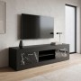 Davin Megapap melamine tv stand in black - black marble effect color 180x40x47cm.
