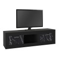Davin Megapap melamine tv stand in black - black marble effect color 180x40x47cm.
