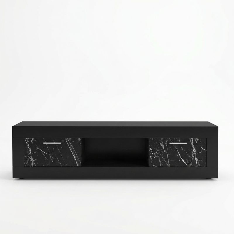 Davin Megapap melamine tv stand in black - black marble effect color 180x40x47cm.