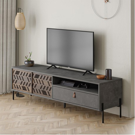 Έπιπλο τηλεόρασης Dionysos Megapap χρώμα γκρι ρετρό 170x45x48,6εκ.