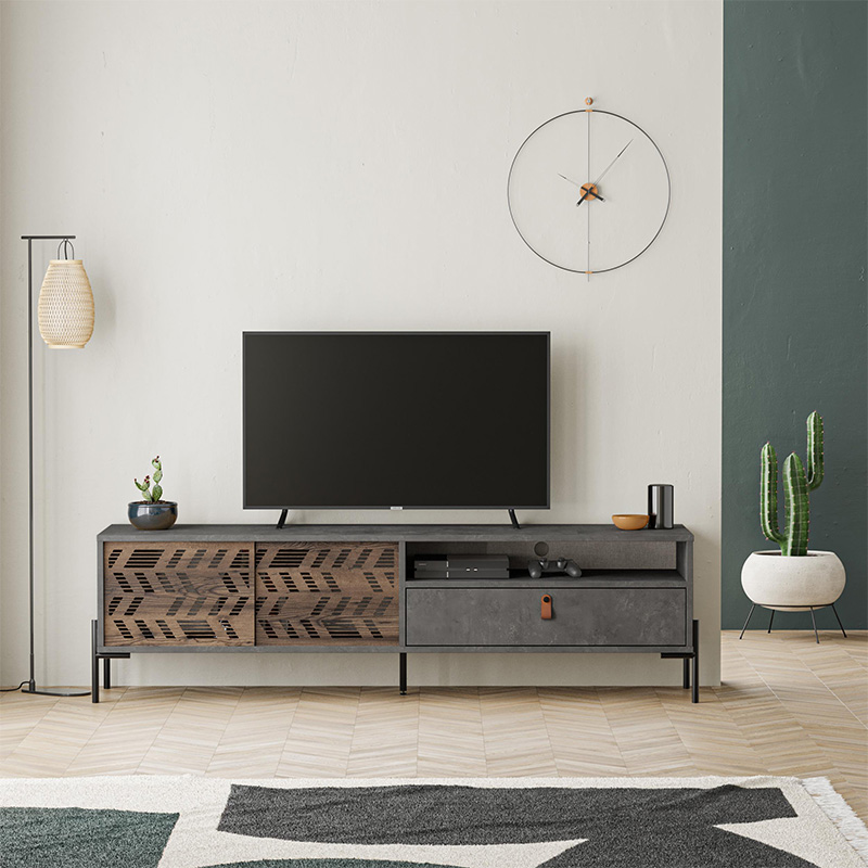 Έπιπλο τηλεόρασης Dionysos Megapap χρώμα γκρι ρετρό 170x45x48,6εκ.