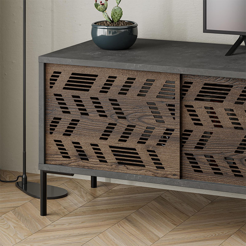 Έπιπλο τηλεόρασης Dionysos Megapap χρώμα γκρι ρετρό 170x45x48,6εκ.