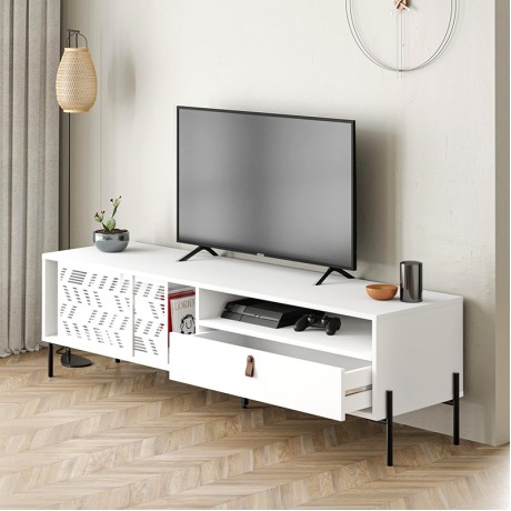 Έπιπλο τηλεόρασης Dionysos Megapap χρώμα λευκό 170x45x48,6εκ.