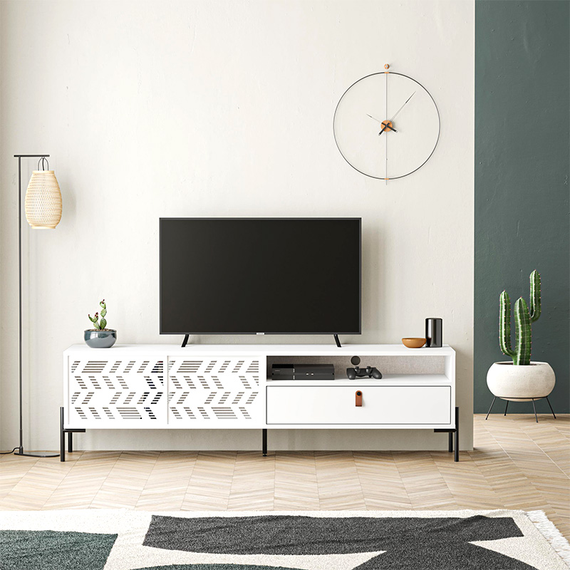 Έπιπλο τηλεόρασης Dionysos Megapap χρώμα λευκό 170x45x48,6εκ.