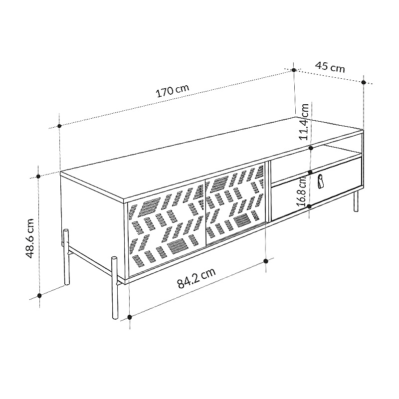 Έπιπλο τηλεόρασης Dionysos Megapap χρώμα λευκό 170x45x48,6εκ.