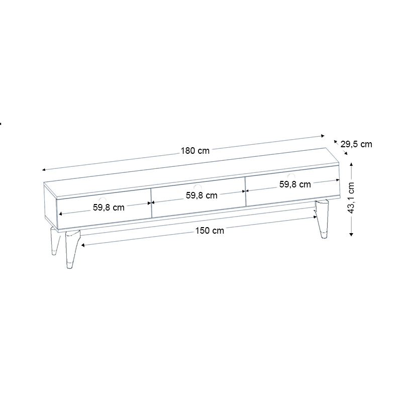 Elendra Megapap melamine TV stand in walnut color 180x29,5x43cm.