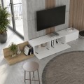 Έπιπλο τηλεόρασης Enstey Megapap επεκτεινόμενο χρώμα sapphire oak - λευκό 260x41,8x33,5εκ.