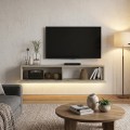 Έπιπλο τηλεόρασης επιτοίχιο Aristo Megapap με LED χρώμα travertine 135x31,6x25εκ.
