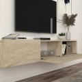 Έπιπλο τηλεόρασης επιτοίχιο Damla Megapap με LED χρώμα travertine 180x29,5x29,5εκ.