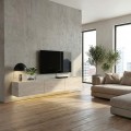 Έπιπλο τηλεόρασης επιτοίχιο Damla Megapap με LED χρώμα travertine 180x29,5x29,5εκ.