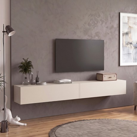 Espanse Megapap melamine wall TV furniture in sandstone color 241.8x31.7x30cm.