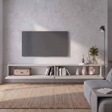 Espanse Megapap melamine wall TV furniture in sandstone color 241.8x31.7x30cm.