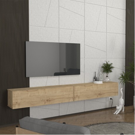 Έπιπλο τηλεόρασης επιτοίχιο Espanse Megapap χρώμα sapphire oak 241,8x31,7x30εκ.
