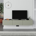 Francy Megapap melamine wall mounted tv stand in ash green color 180x30x30cm.