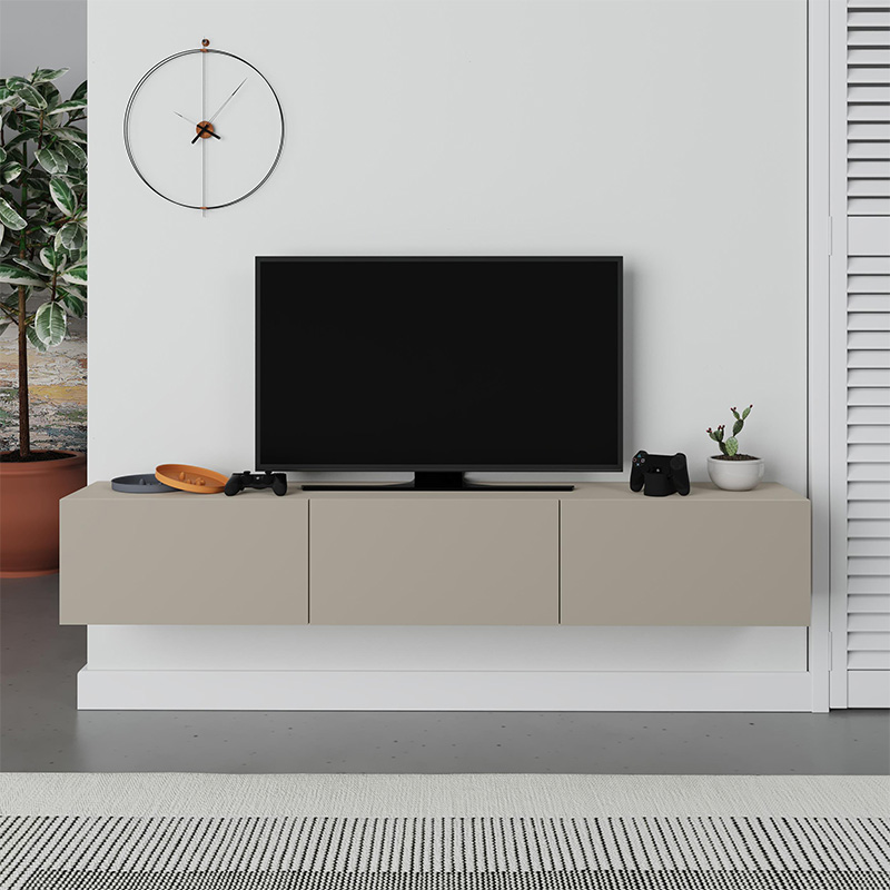 Francy Megapap melamine wall mounted tv stand in sandstone color 180x30x30cm.